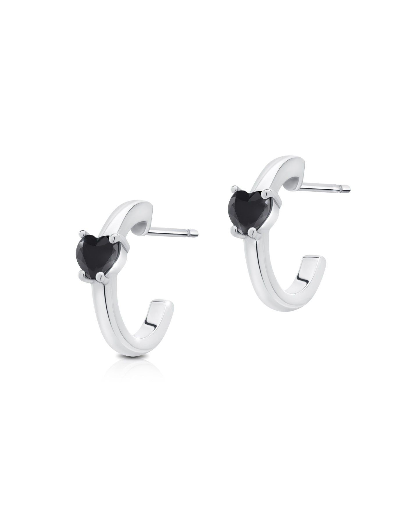 Earrings Raffinata Mini Hoop with black heart  - 2