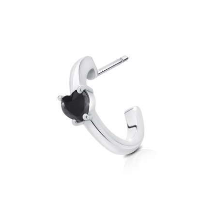 Orecchini Raffinata Mini Hoop con cuore nero  - 3