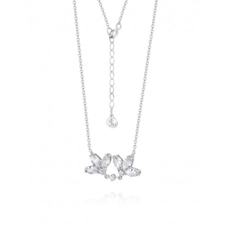 Flower Necklace Fiore with white zircons  - 2