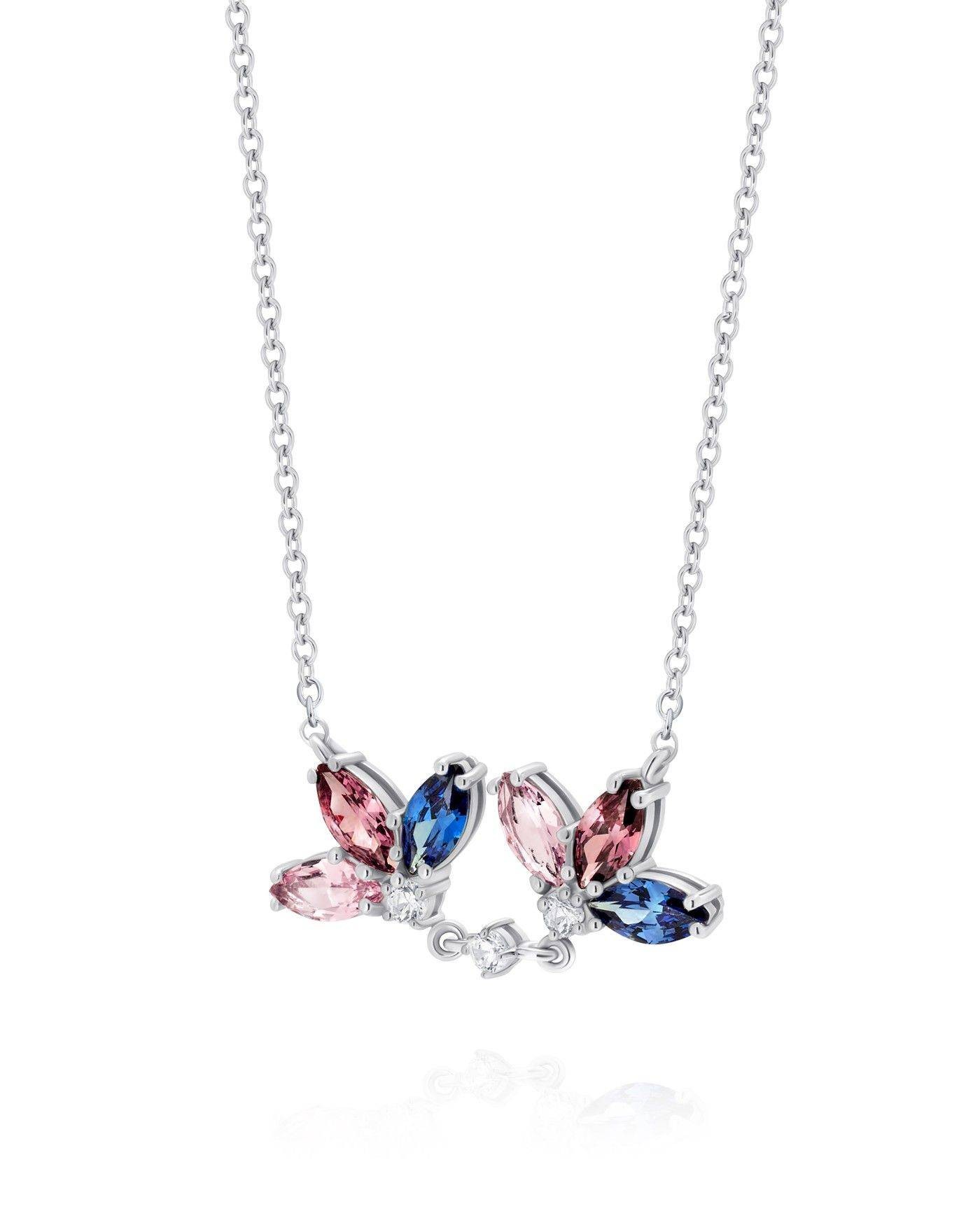 Blume Halskette Fiore mit Rhodolith und Saphir  - 3