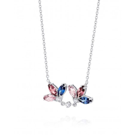 Blume Halskette Fiore mit Rhodolith und Saphir  - 3