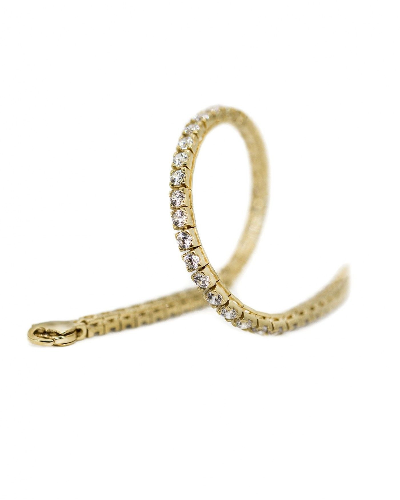 Silver plated gold plated Tennis bracelet with white zircons  - 5