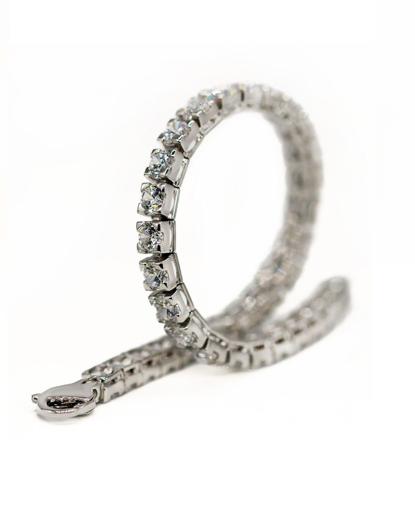 Bracciale tennis in argento rodiato con zirconi bianchi 4mm  - 2