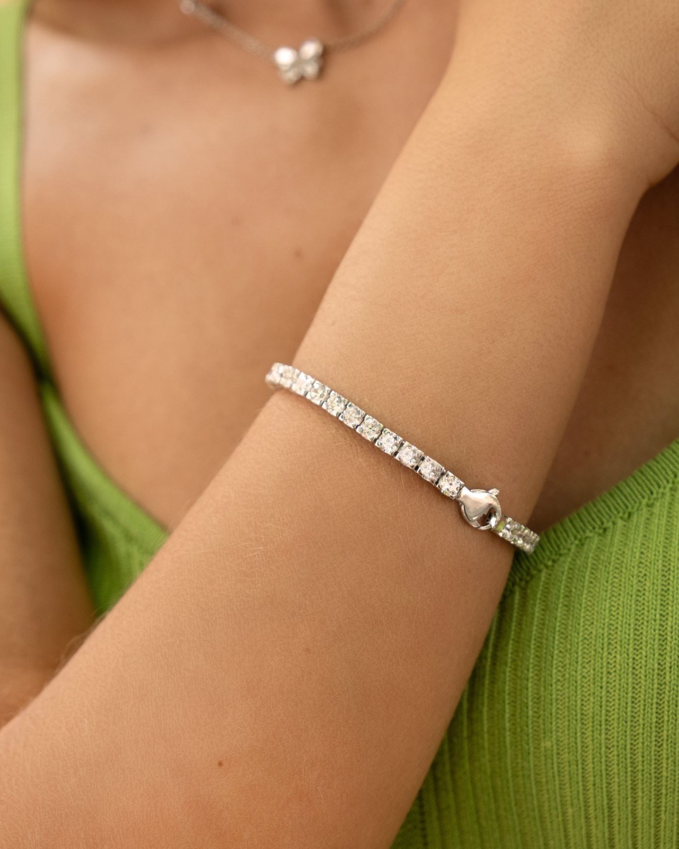 Bracciale tennis in argento rodiato con zirconi bianchi 4mm  - 4