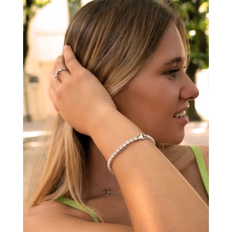 Bracciale tennis in argento rodiato con zirconi bianchi 4mm  - 1