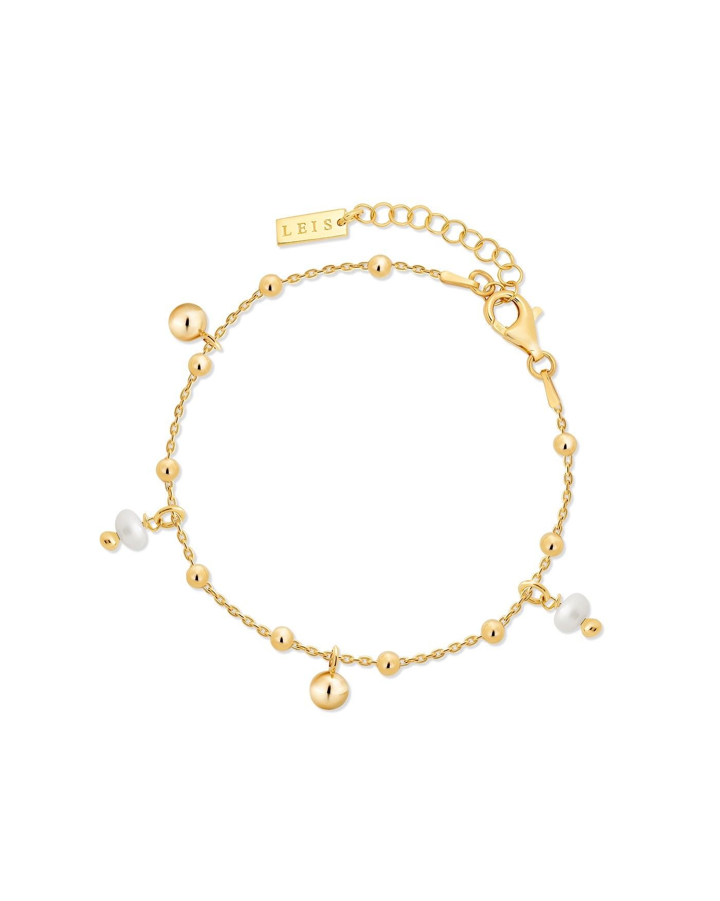 Vergoldetes Armband mit Kugeln und Naturperlen  - 2