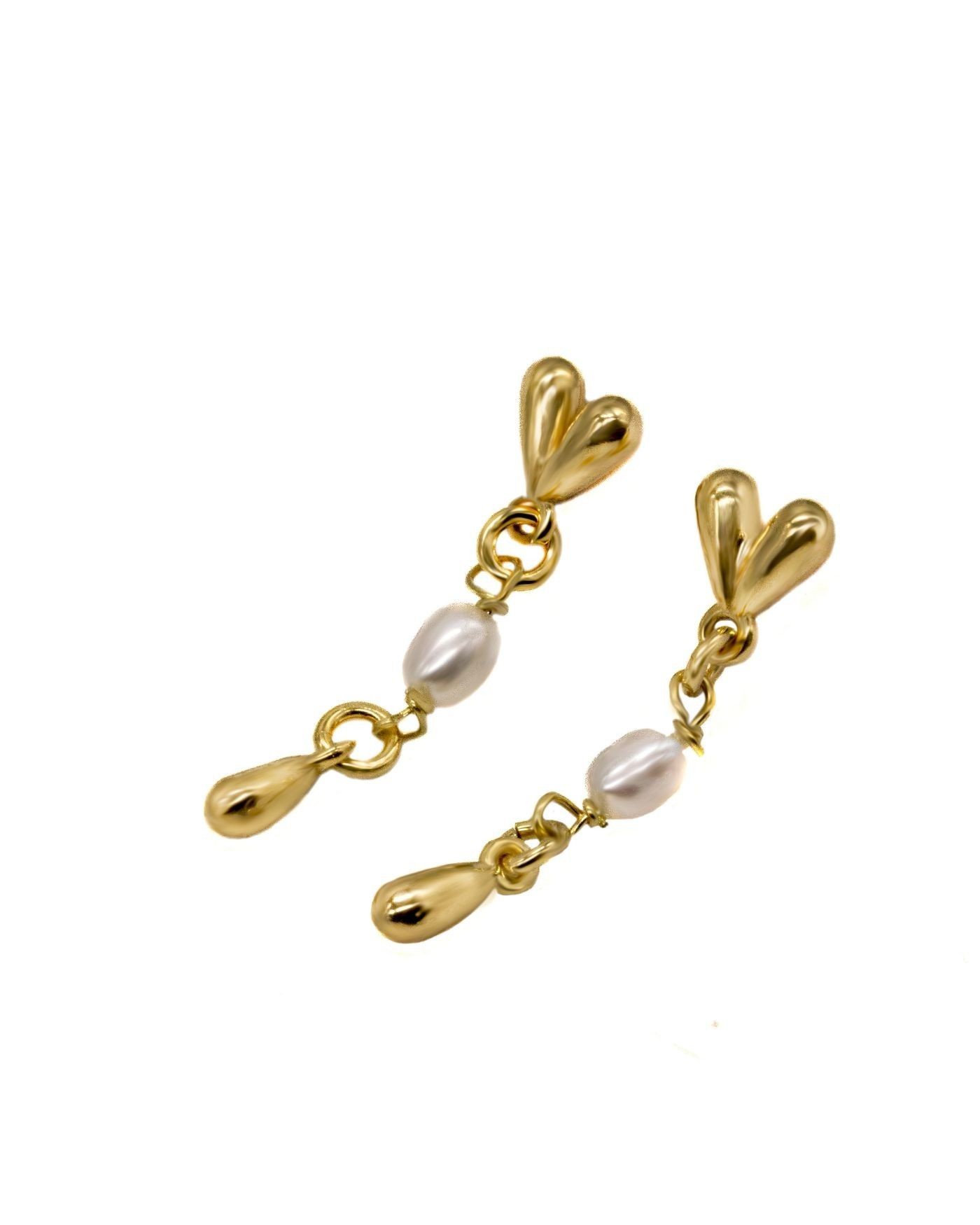 Hängeohrringe mit vergoldeten Tropfen und Naturperlen Fresh Water  - 2