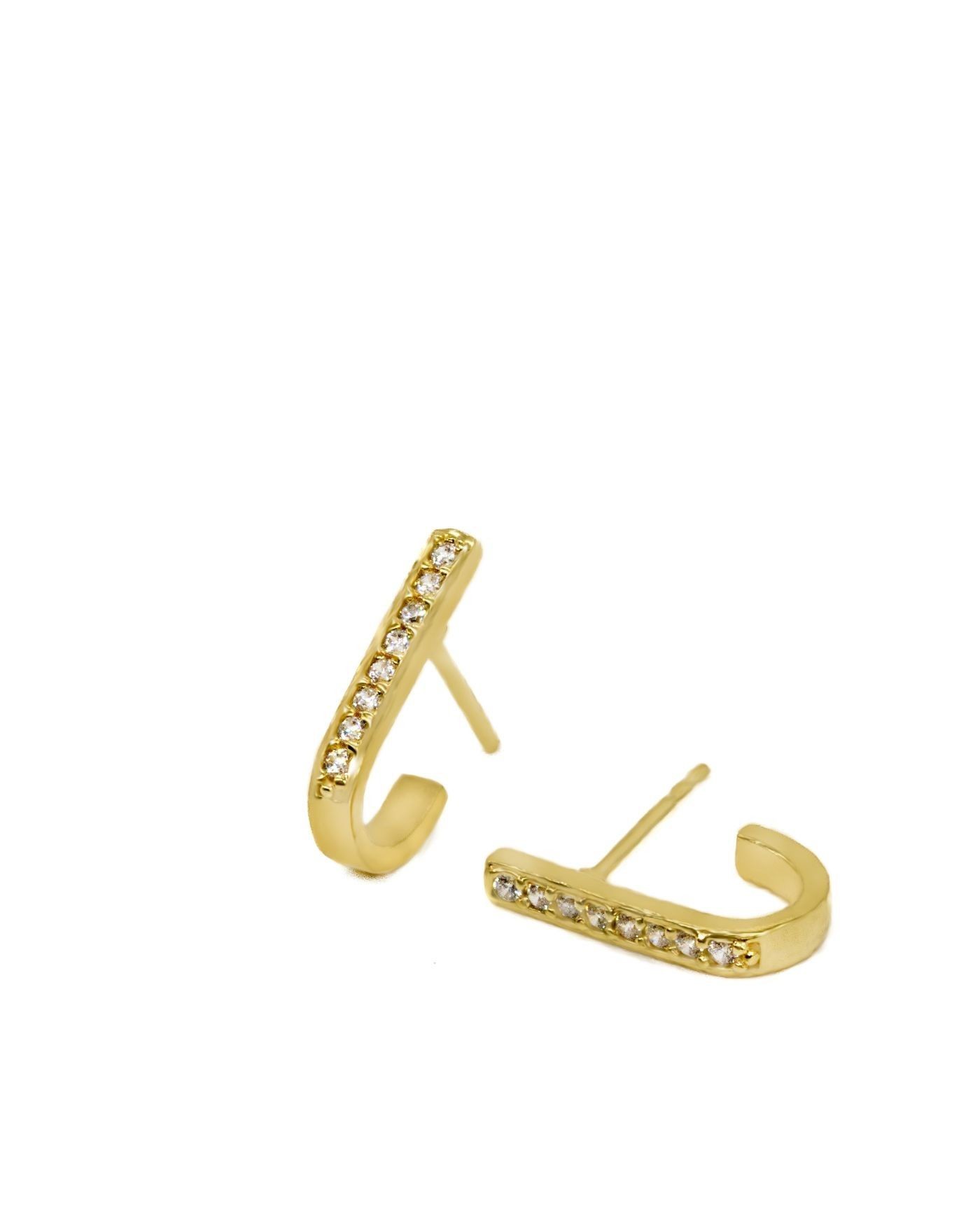 Vergoldete Ohrringe mit weißen Zirkonen  - 2