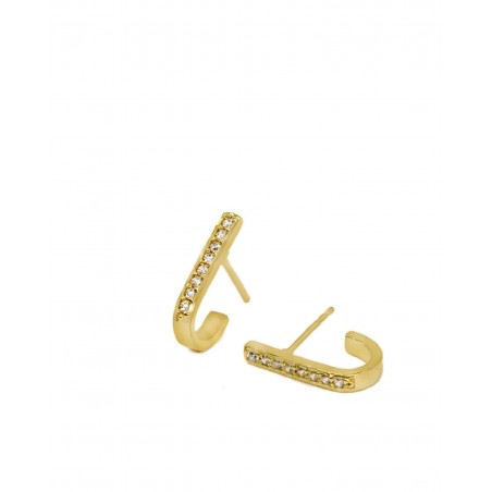 Gold-gilded earrings with white zircons  - 2