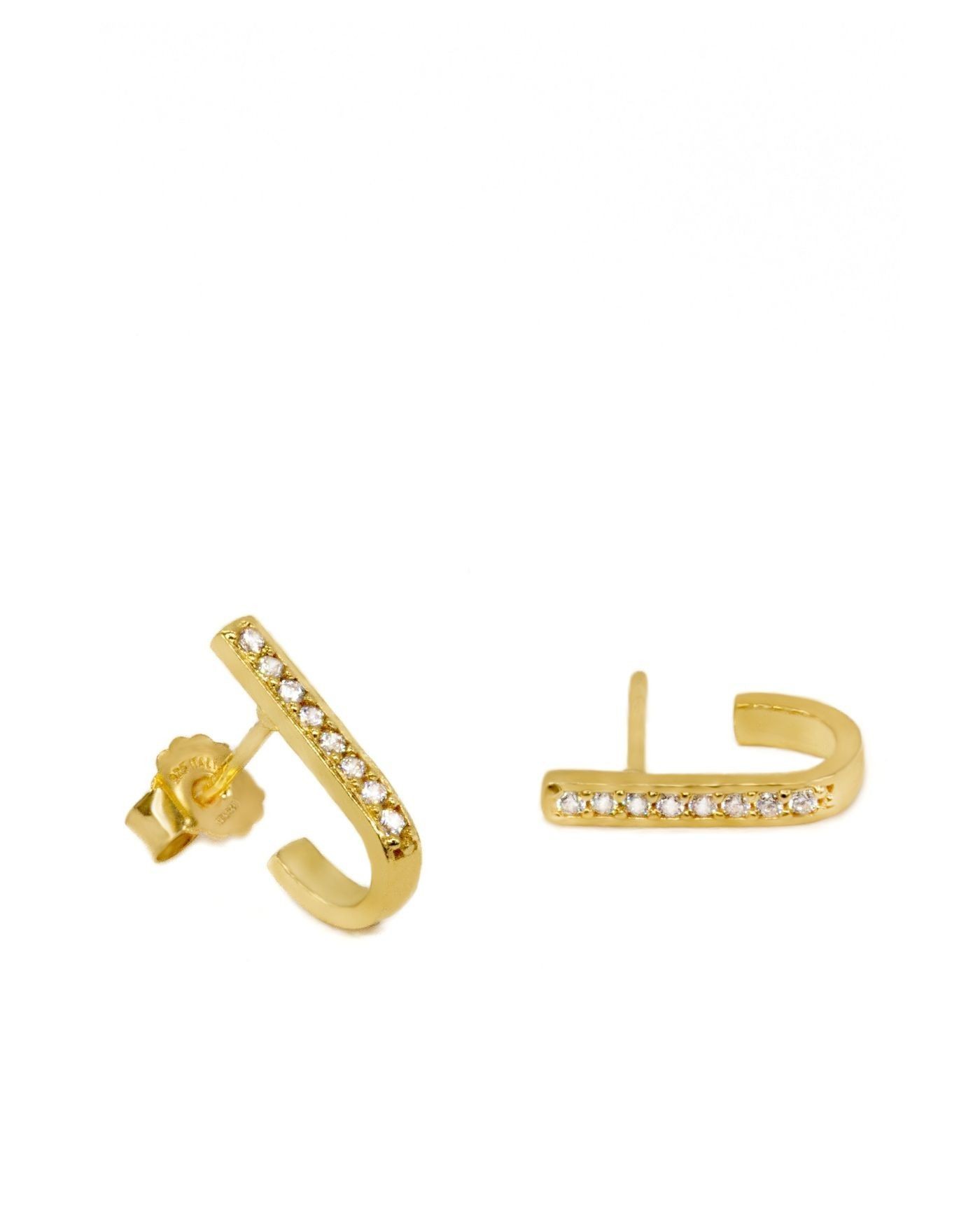 Gold-gilded earrings with white zircons  - 3