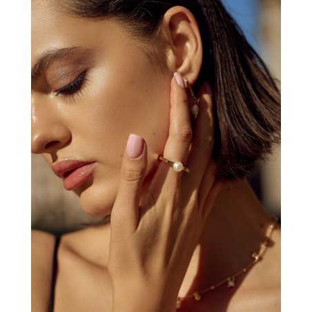 Vergoldeter Ring mit natürlicher Zuchtperle Fresh Water  - 1