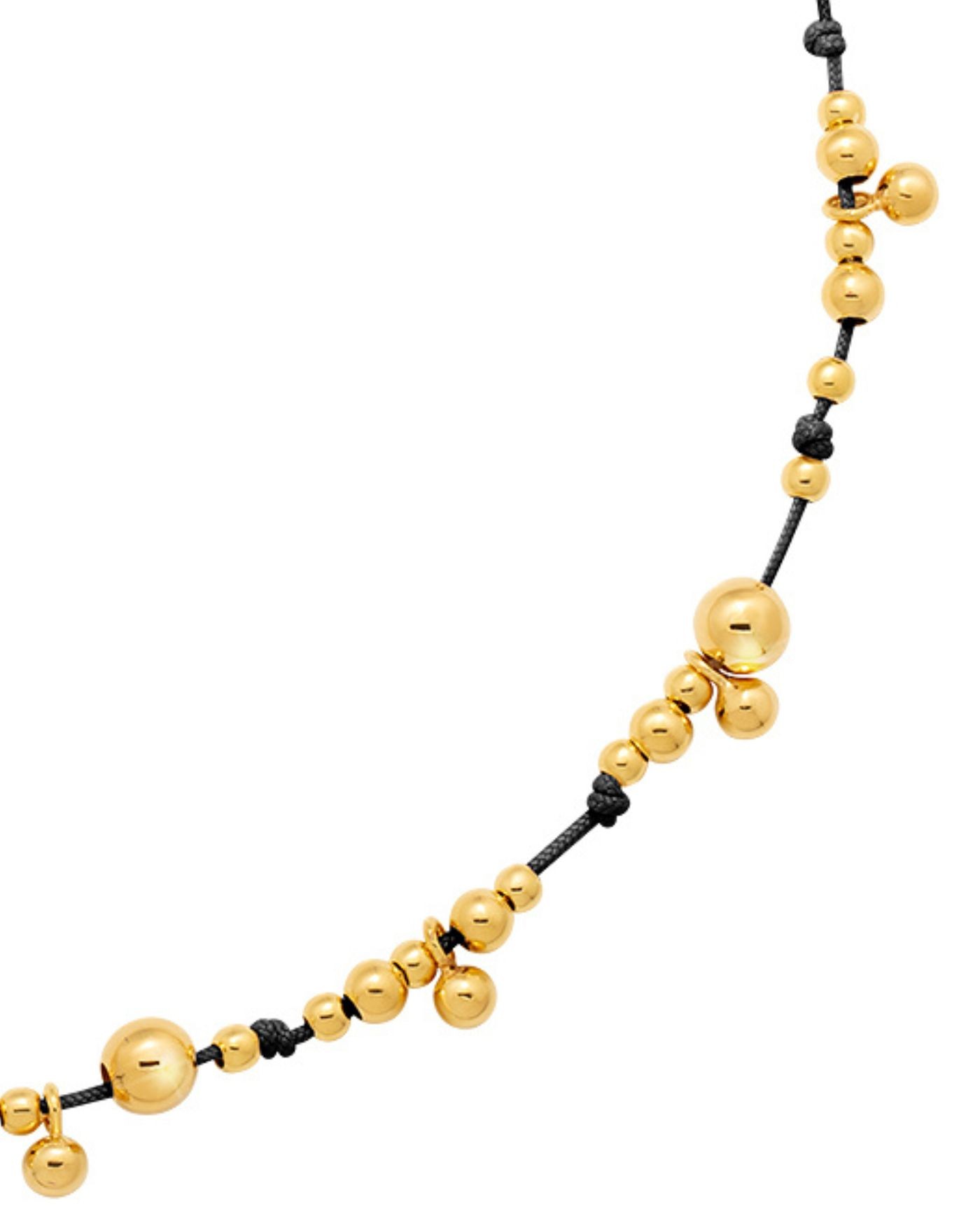 Necklace on black cord with gold-gilded beads  - 3