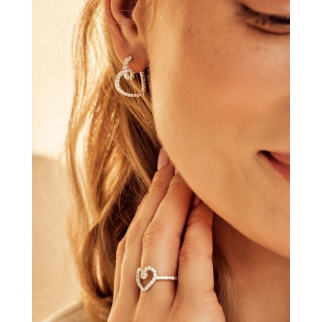 Weiße Herz Ohrringe Eterna  - 1