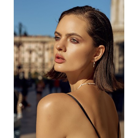 Orecchini pendenti con gocce dorate e perle naturali fresh water  - 1