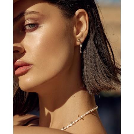 Hängeohrringe mit vergoldeten Tropfen und Naturperlen Fresh Water  - 4