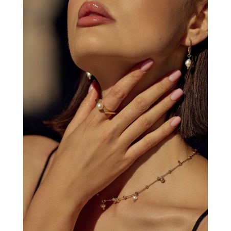 Vergoldete Halskette mit Kugeln und Fresh Water Naturperlen  - 4