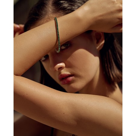 Srebrna rodowana bransoletka Tennis z zielonymi cyrkoniami  - 5