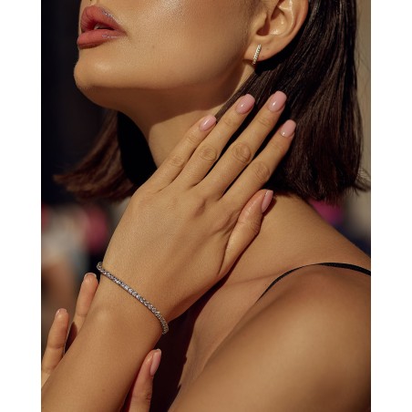 Silver plated gold plated Tennis bracelet with white zircons  - 4