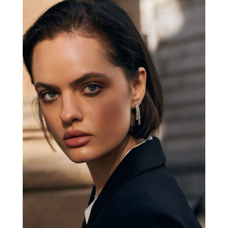 Podwójne srebrne kolczyki tenisowe  - 1