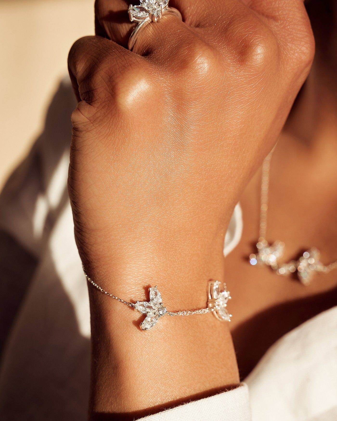 Blume Armband Fiore mit weißen Zirkonia  - 4