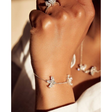 Flower Bracelet Fiore with white zircons  - 4