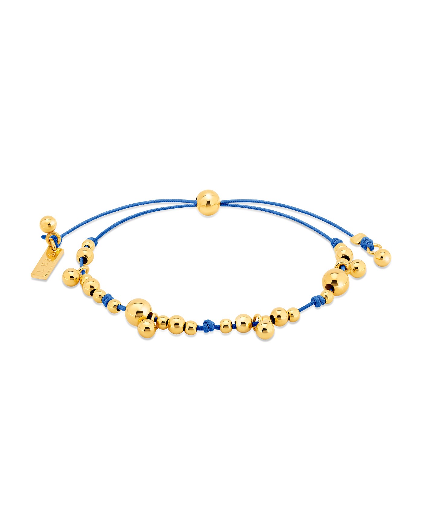 Bracelet on blue cord with gold-gilded beads  - 2