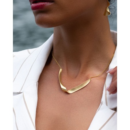 18k gold-gilded handsatinated Lumina necklace  - 3