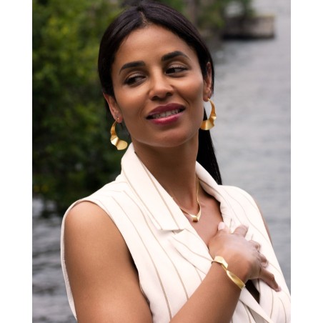 Pozłacane 18-karatowym złotem, ręcznie satynowane kolczyki Lumina  - 2