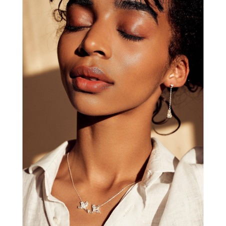 Flower Necklace Fiore with white zircons  - 1