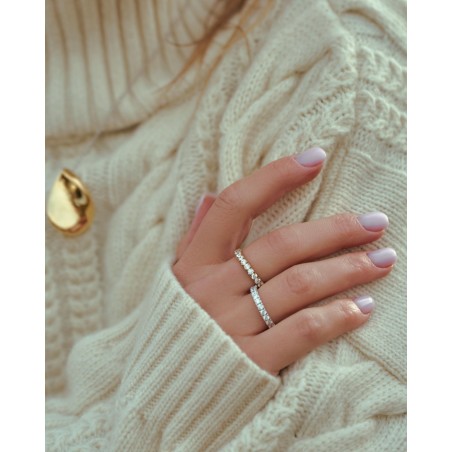 Eternity rhodium-plated Ring with white zircons  - 4