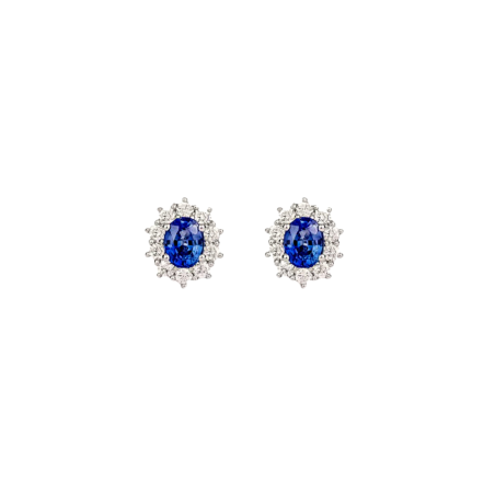 Kate earrings in rhodium-plated sterling silver with sapphire zirconias  - 2