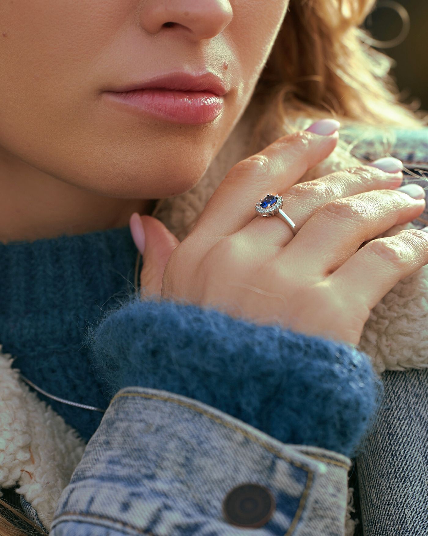 Kate ring in rhodium-plated sterling silver with sapphire zirconias  - 1