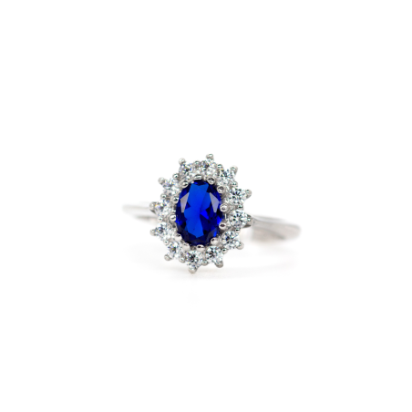Kate ring in rhodium-plated sterling silver with sapphire zirconias  - 2