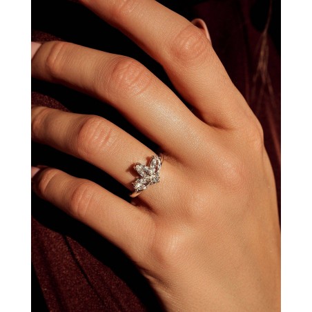 Anello Fiore con zirconi bianchi  - 1