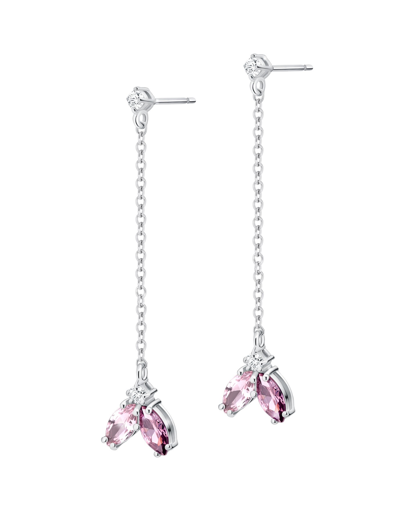 Flower Pendant Earrings Fiore with Rhodolite and Sapphire  - 2