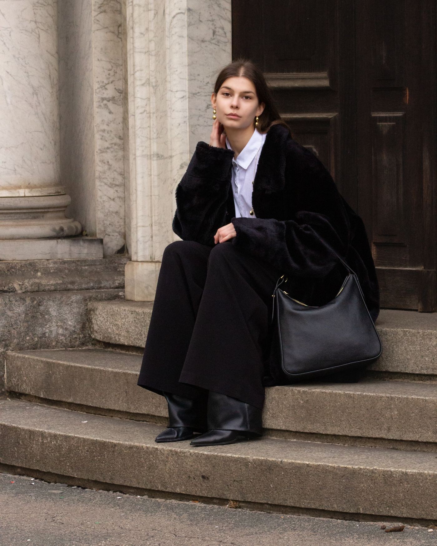 Shopper nera bag in Italian leather  - 1