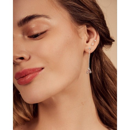 Flower Pendant Earrings Fiore with Rhodolite and Sapphire  - 1