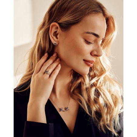 Kolczyki Kwiat Fiore z rodolitem i szafirem  - 4