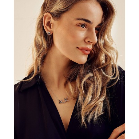 Blume Halskette Fiore mit Rhodolith und Saphir  - 5