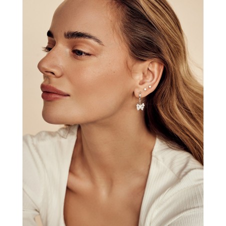 Pendant Butterfly Earrings Farfalla with white zircons  - 4