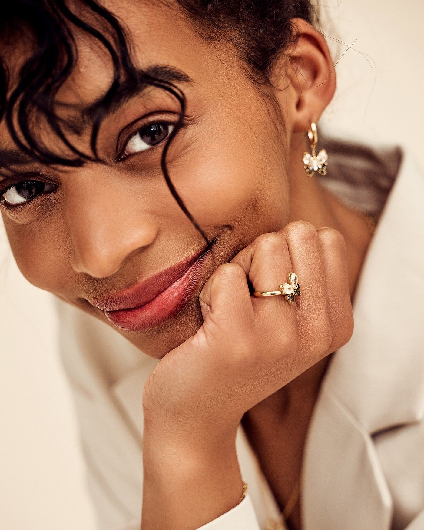 Pendant Butterfly Earrings Farfalla with black and olivine zircons  - 1