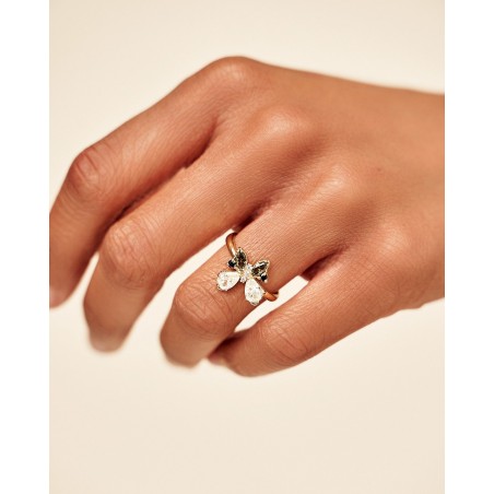 Farfalla Butterfly Ring with black and olivine zircons  - 1