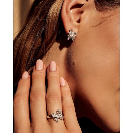 Orecchini Mini Hoop Farfalla con zirconi bianchi  - 1