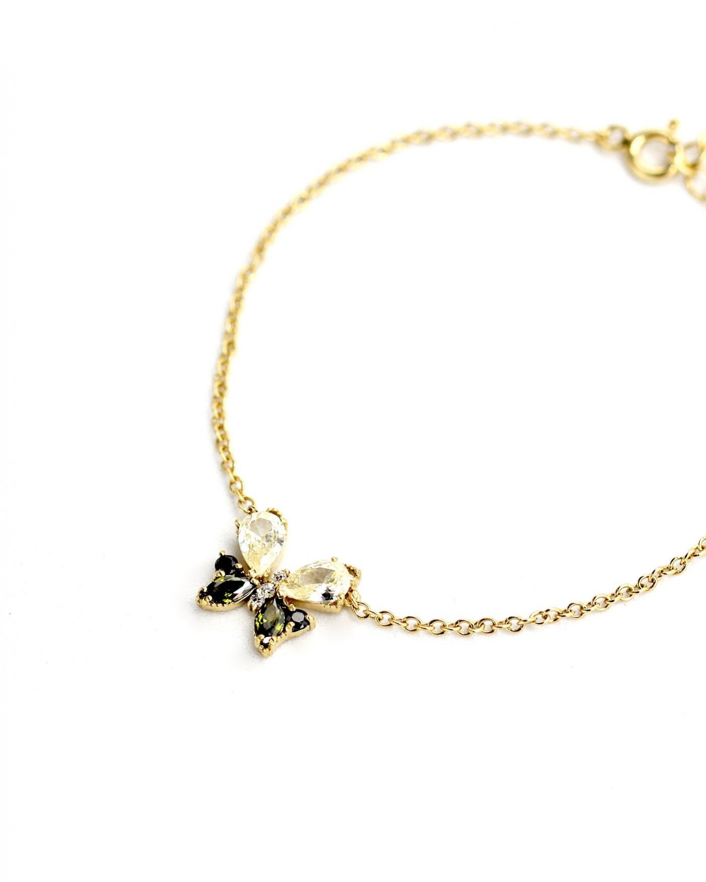 Schmetterlingsarmband Farfalla mit Schwarzen und Olivin Zirkonia  - 2