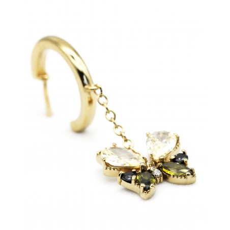 Pendant Butterfly Earrings Farfalla with black and olivine zircons  - 3