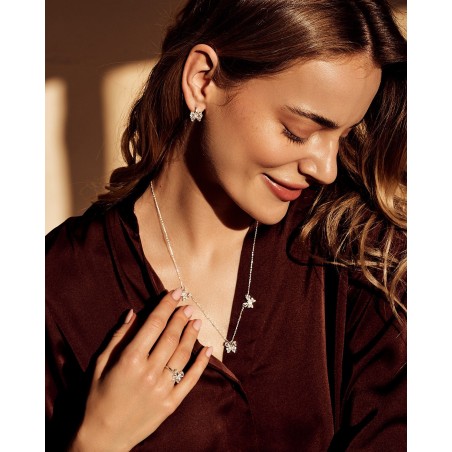 Orecchini Mini Hoop Farfalla con zirconi bianchi  - 4