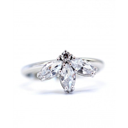 Blume Ring Fiore mit weißen Zirkonia  - 2