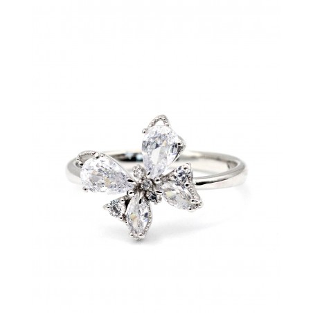 Pierścionek Farfalla Motyl z białymi cyrkoniami  - 2