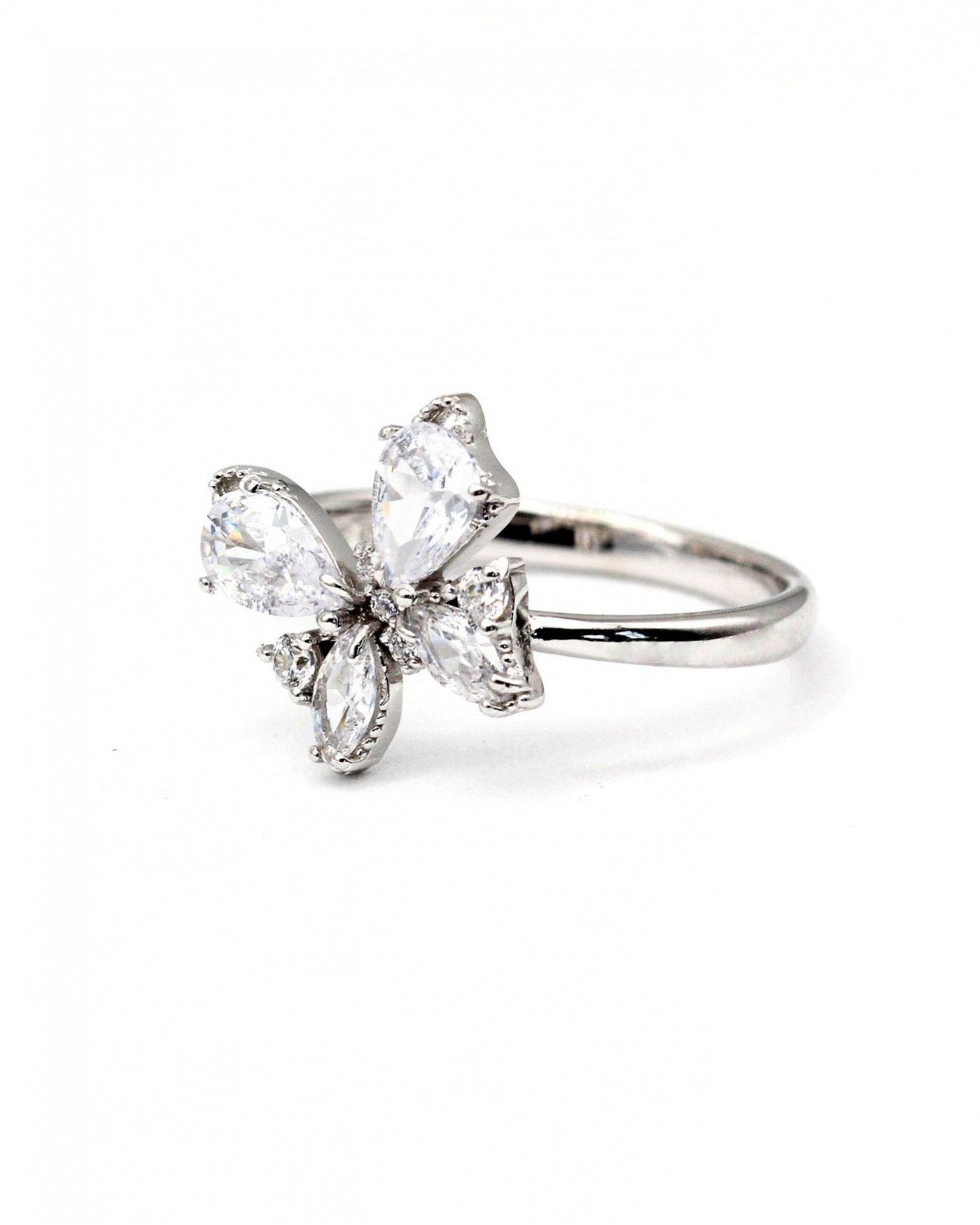 Farfalla Butterfly Ring with white zircons  - 3