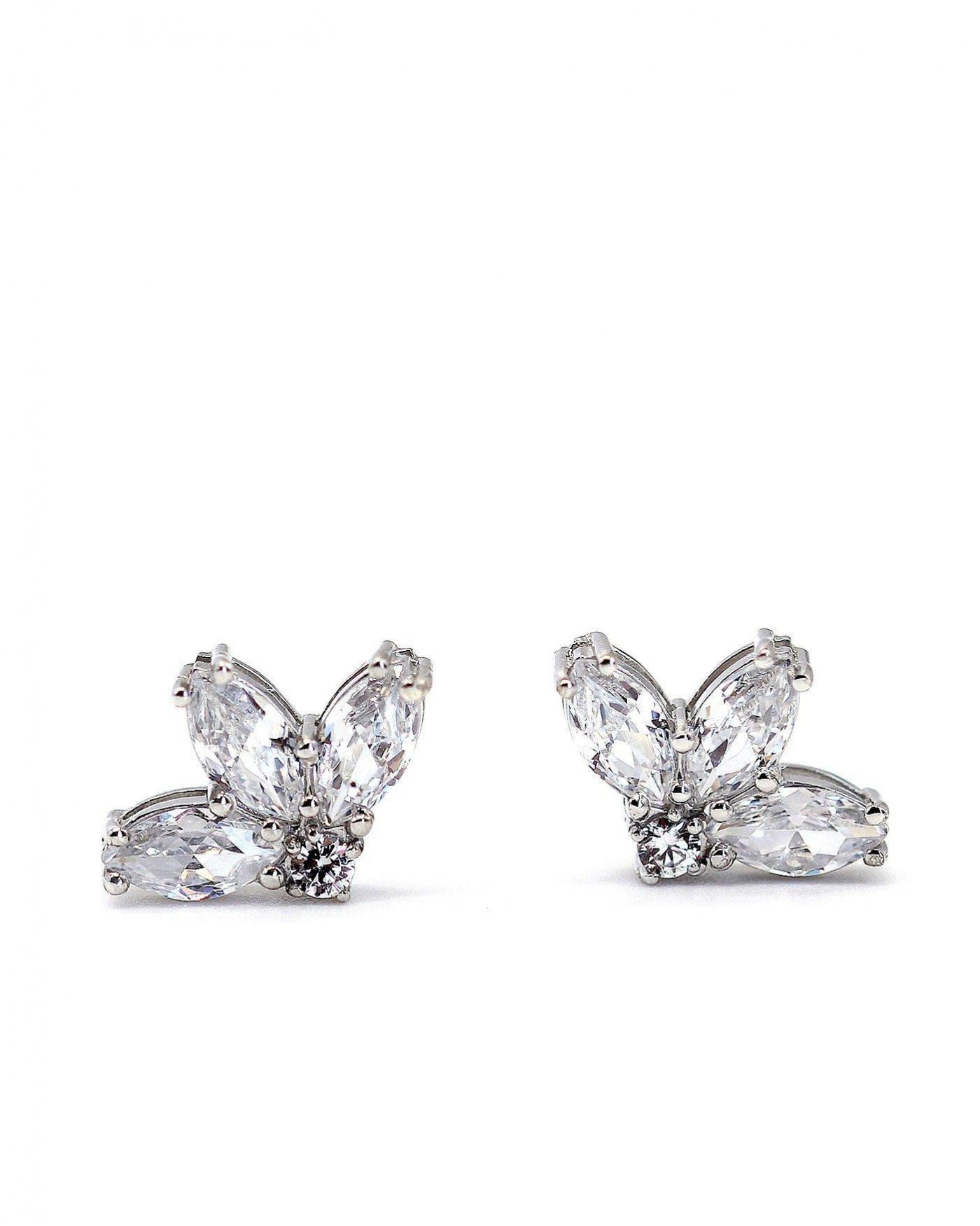 Orecchini Fiore con zirconi bianchi  - 2